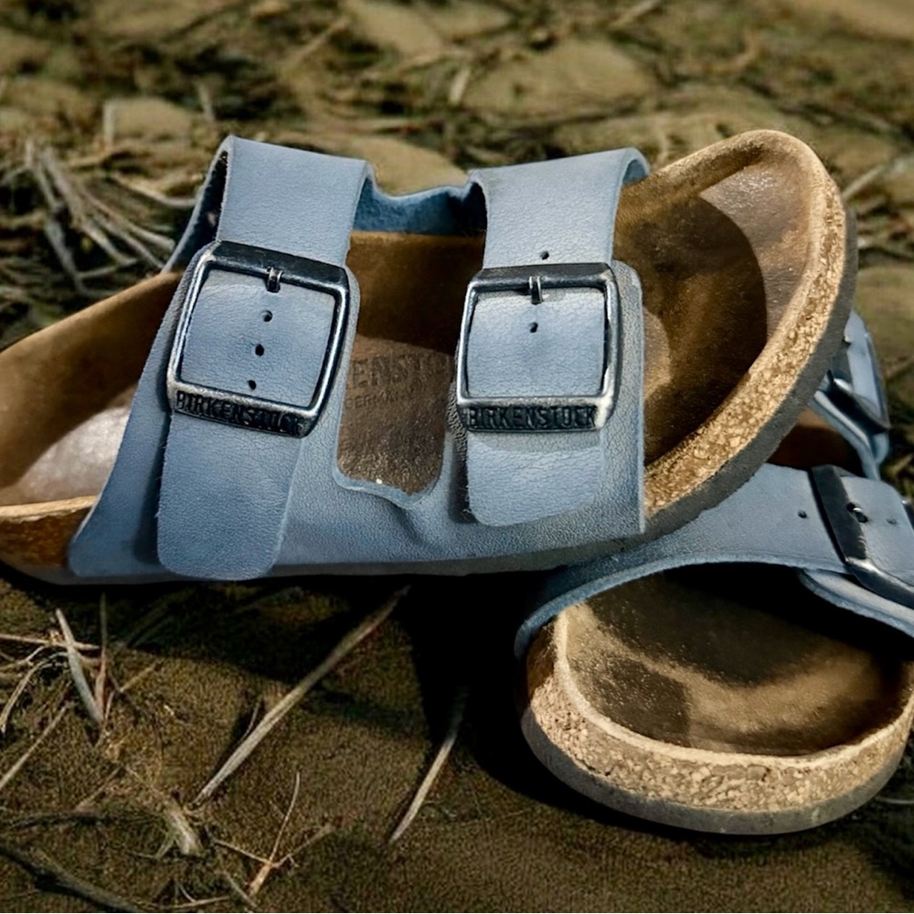 Birkenstock Kids Arizona Double Strap Sandals in Blue, Size 30 (EU), US 12-12.5